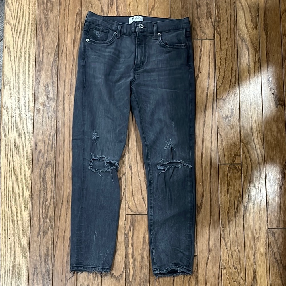Agolde Distressed Dark Gray Jeans